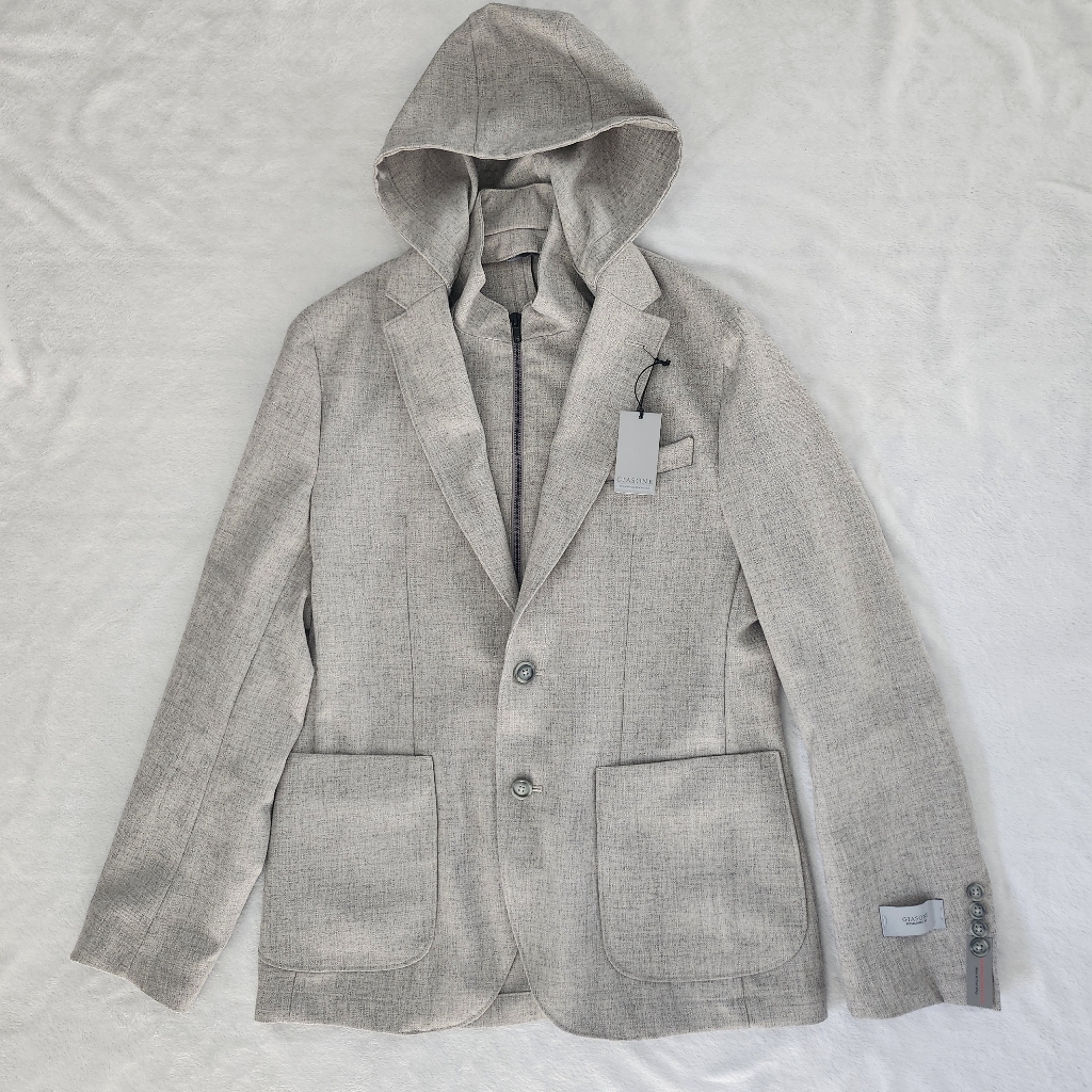 Giasone Austin Hood Detachable Hood Casual Blazer Jacket Sport Coat Oatmeal 38r